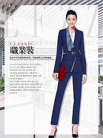 原創制服設計藏藍色女秋冬職業裝制服設計圖1801
