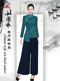 原創(chuàng)制服設(shè)計女款中餐服務(wù)員服裝款式圖2061