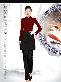 長袖女款中餐服務員服裝款式圖2078