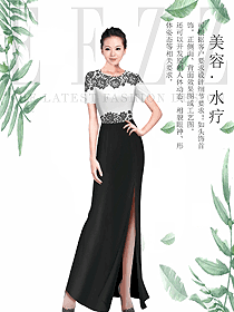 女款旗袍款水療會(huì)所咨客服裝款式圖508