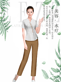 時尚淺灰色女款按摩技師服款式設計圖1476