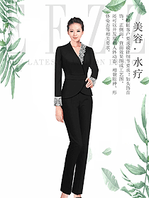 黑色女款美容會(huì)所服裝款式圖745