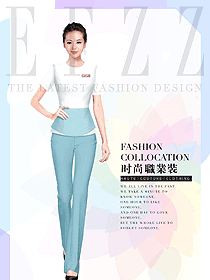 淺藍(lán)色女款美容技師制服設(shè)計(jì)圖696