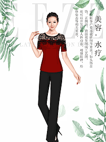 原創制服設計女款美容會所服裝款式圖691