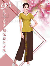 新款短袖美容技師工作服裝款式設計圖804