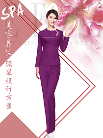 時尚深紫色長袖女款醫(yī)療美容制服設(shè)計圖808