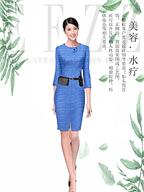 藍色女款總臺收銀接待制服設計圖452