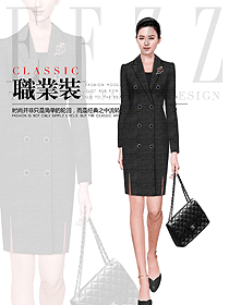 時尚深灰色女職業裝夏裝制服設計圖997