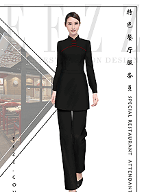 原創(chuàng)制服設(shè)計(jì)黑色女款服務(wù)員服裝532