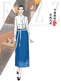 中國韻味傳統風格酒店中餐廳服務生制服設計