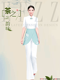 spa水療夏季美女接待咨客制服設計效果圖