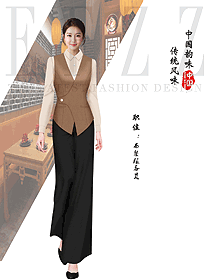 酒店西餐廳女服務員馬夾工作服夏季款