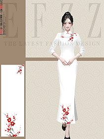 酒店咨客制服夏季民族風(fēng)改良旗袍女中長款定制設(shè)計(jì)圖