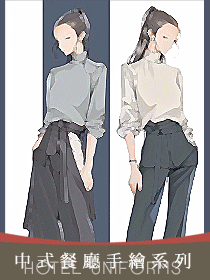 新中式手繪餐廳服務員女款制服系列組圖