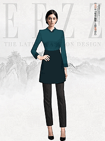 酒店女服務員工作服褲裝款定制設計