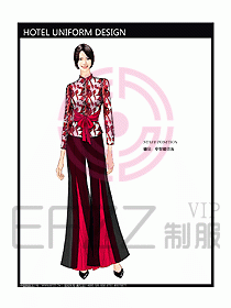 酒店中餐服務員制服設計效果圖1199
